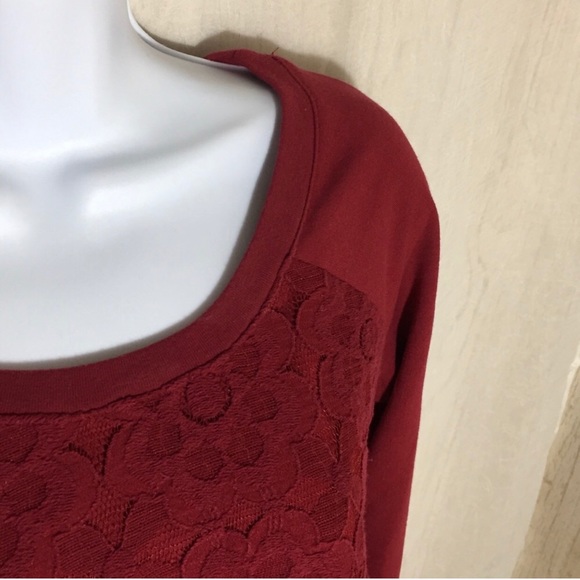 ACTIVE Red Long Sleeve Lace Top Size L - Picture 3 of 7